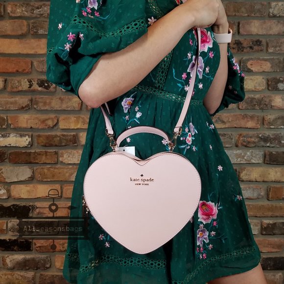 NWT Kate Spade New York Love Shack Heart Crossbody in Chalk Pink LEATHER NEW - Picture 8 of 10